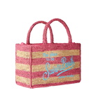 MC2 Saint Barth Colette Raffia Handbag With White And Pink Stripes