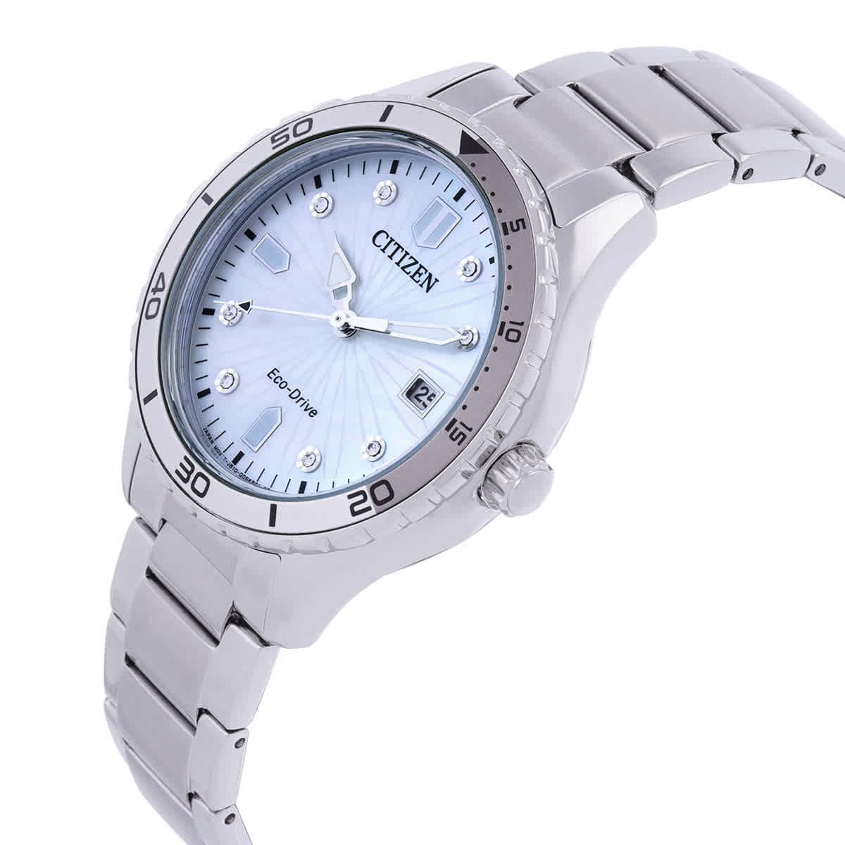 Citizen Marine Lady Eco-Drive Crystal Mother of Pearl Dial Watch FE6170-88D