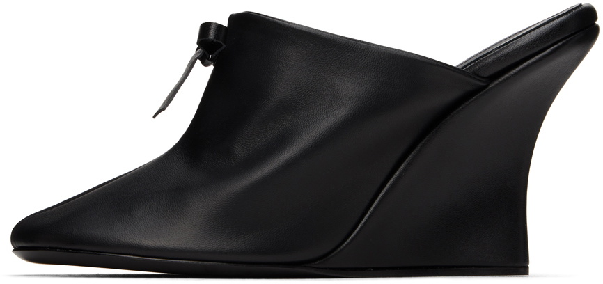 MARIE ADAM-LEENAERDT Black Bow Heeled Slipper Mules