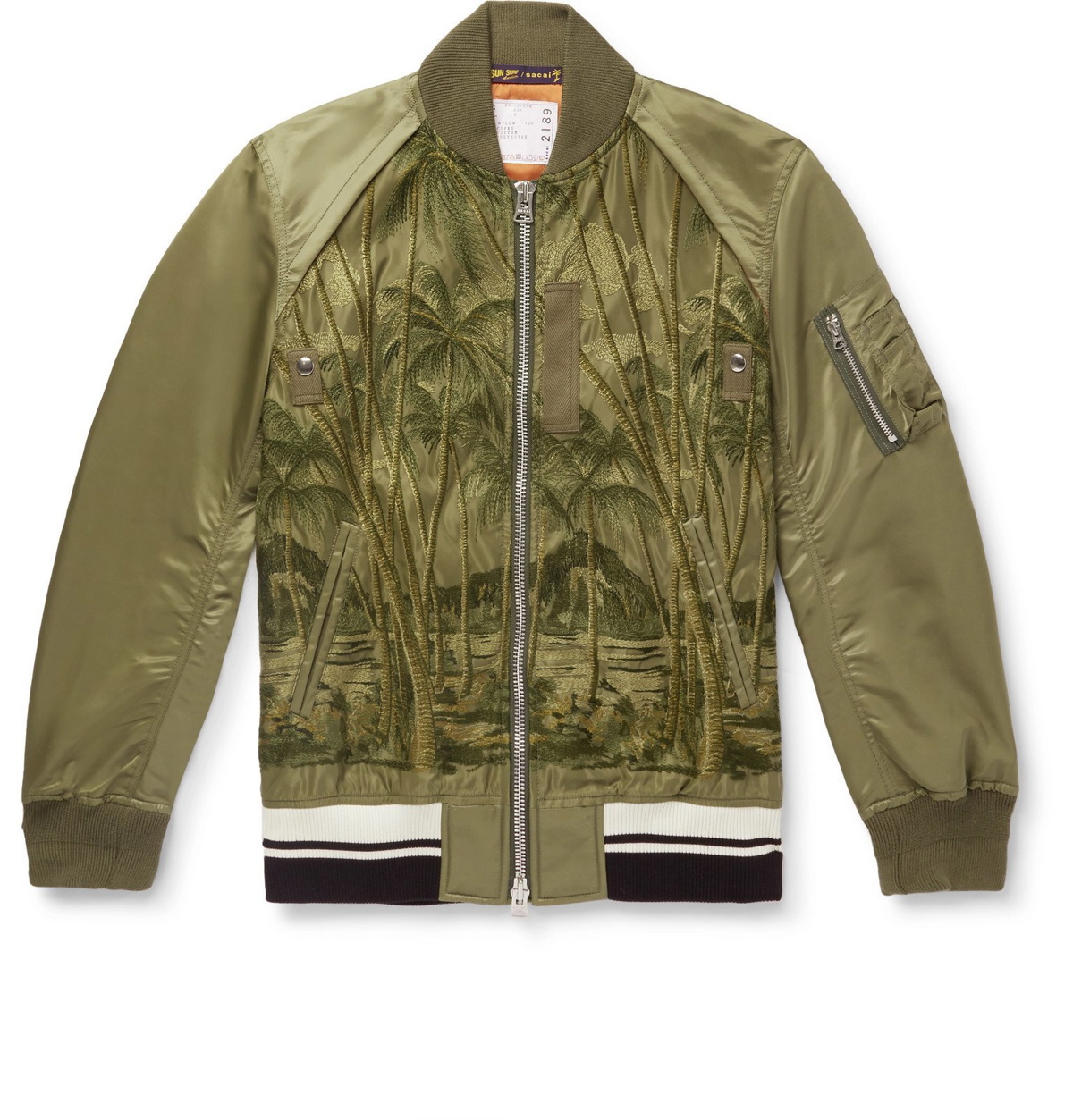 Sacai - SUN SURF Diamond Head Embroidered Nylon Bomber Jacket