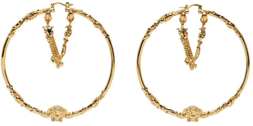 Versace Virtus Hoop Earrings - Gold