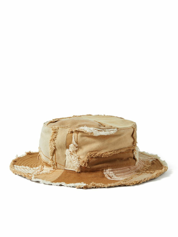 Photo: Gallery Dept. - Rodman Patchwork Distressed Recycled Cotton-Canvas Bucket Hat - Neutrals