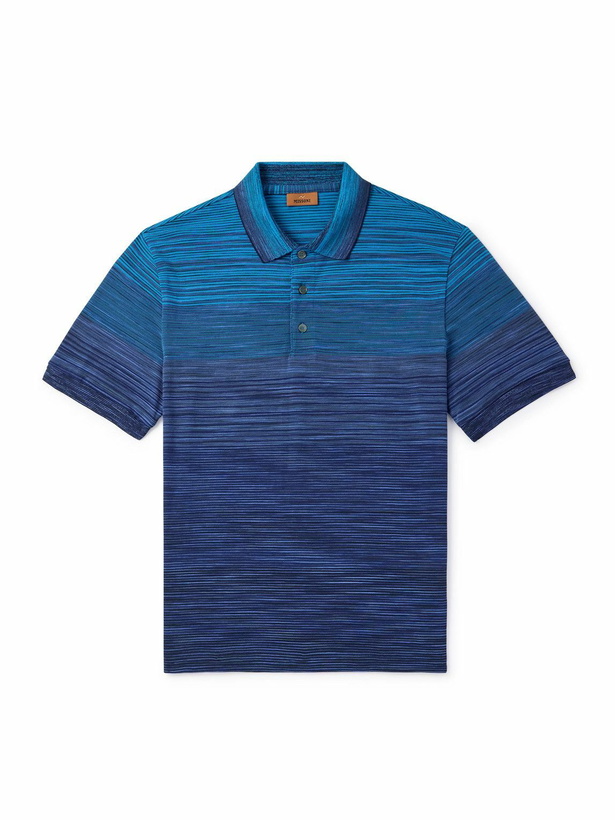 Photo: Missoni - Space-Dyed Cotton-Piqué Polo Shirt - Blue