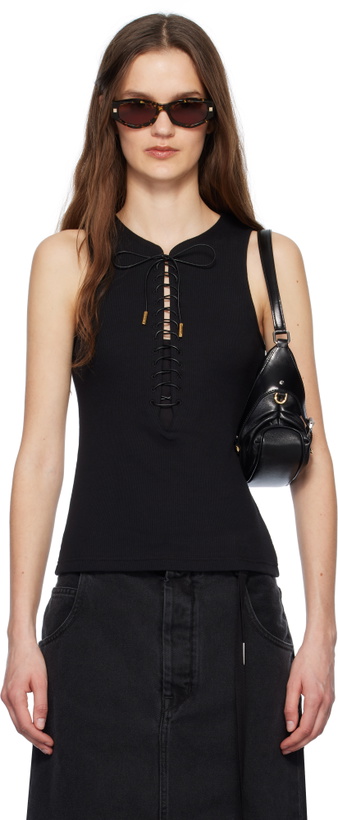 Photo: Givenchy Black Slim Fit Laces Detail 4G Tank Top
