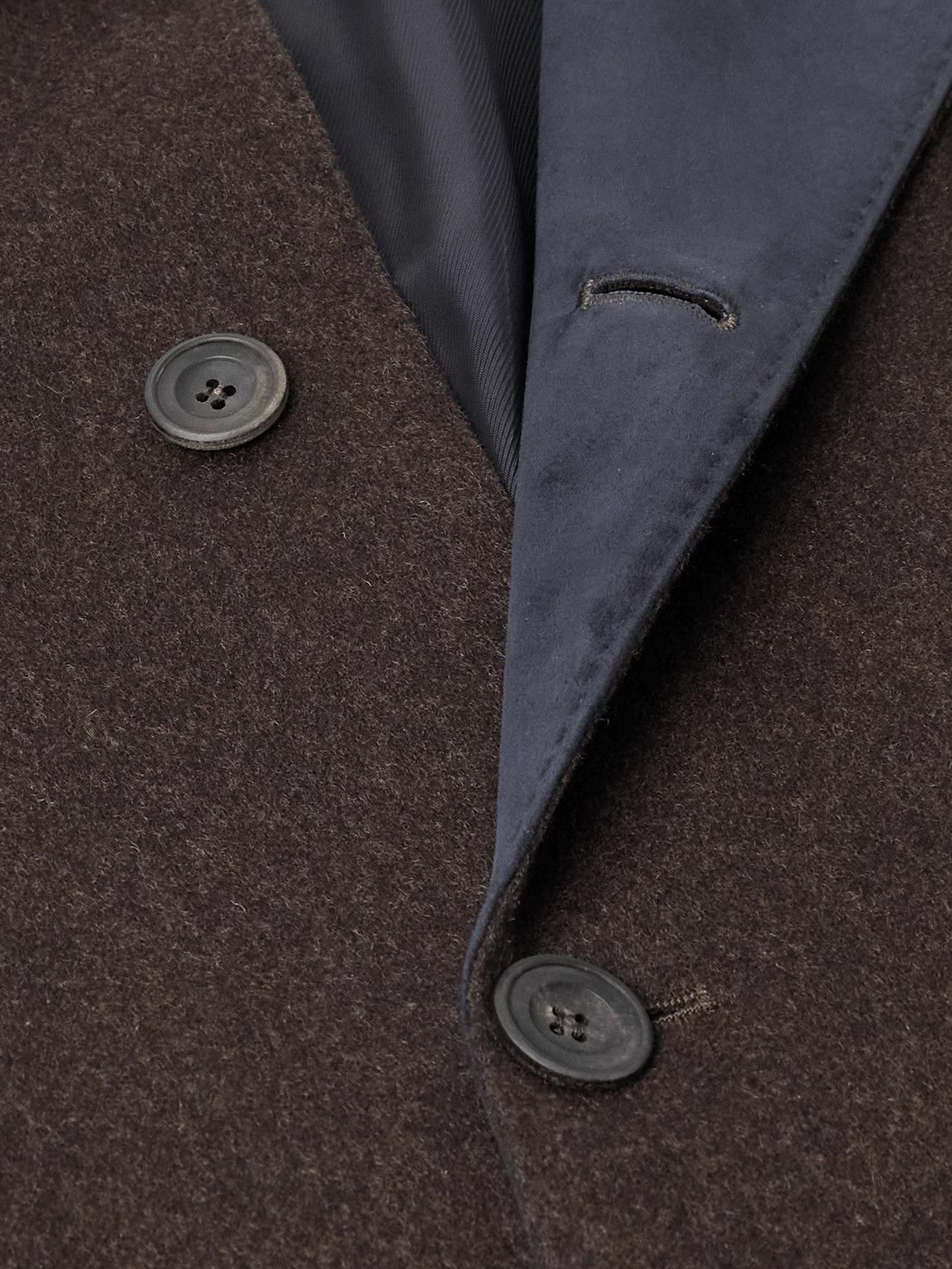 Rubinacci - Suede-Trimmed Brushed Cashmere Coat - Brown