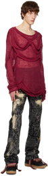 Who Decides War Red Webbed Sweater