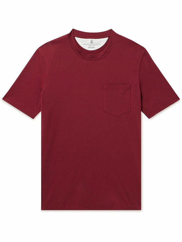 Photo: Brunello Cucinelli - Cotton-Jersey T-Shirt - Red