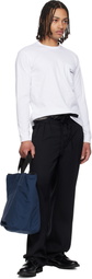 Comme des Garçons Homme Navy Cotton Nylon Grosgrain Tote