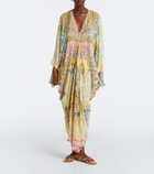 Camilla Floral embellished draped silk kaftan