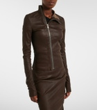 Rick Owens Gary leather and cotton-blend jacket