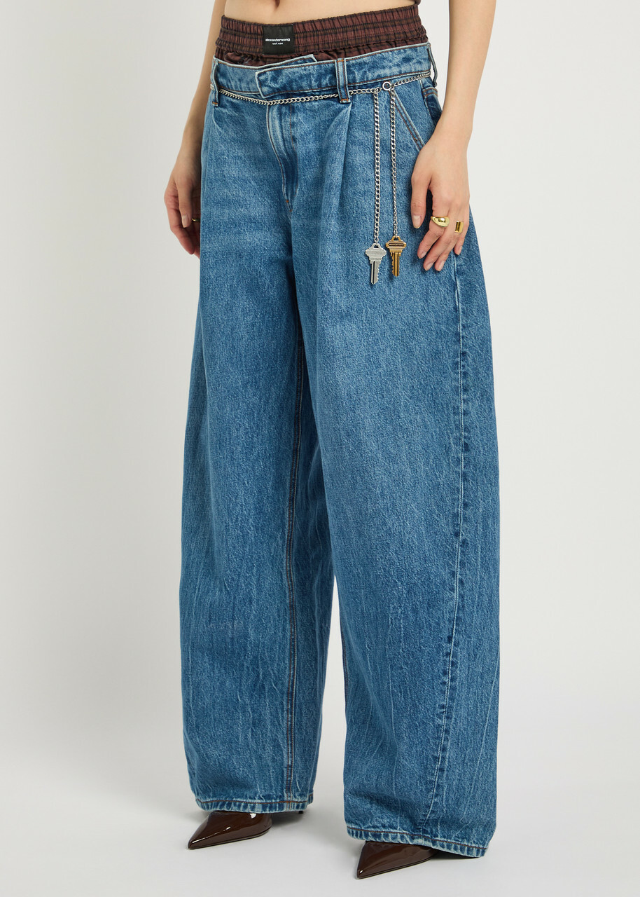 Alexanderwang.t Boxer-effect Wide Barrel-leg Jeans Blue
