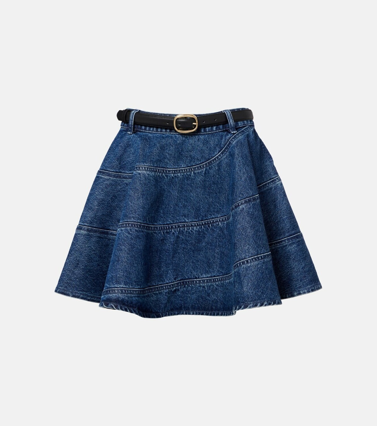 Self-Portrait Belted denim miniskirt