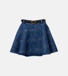 Self-Portrait Belted denim miniskirt