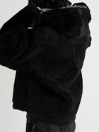 Rick Owens - Sealed Leather-Trimmed Shearling Hooded Jacket - Black