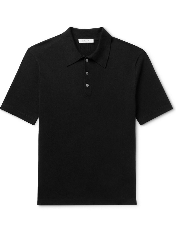 Photo: FRAME - Luxe Stretch-Knit Polo Shirt - Black