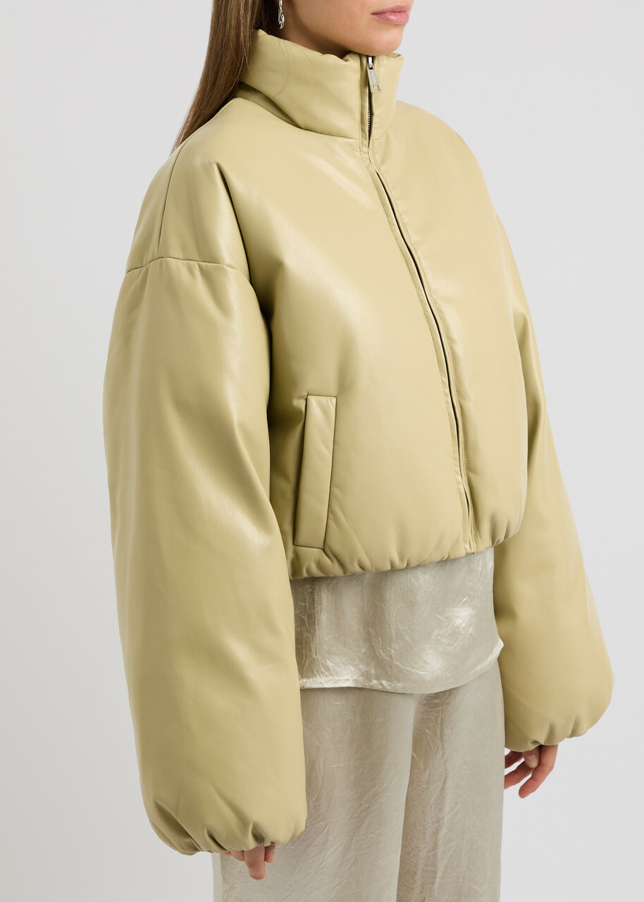 Nanushka Lilima Padded Faux Leather Jacket Olive