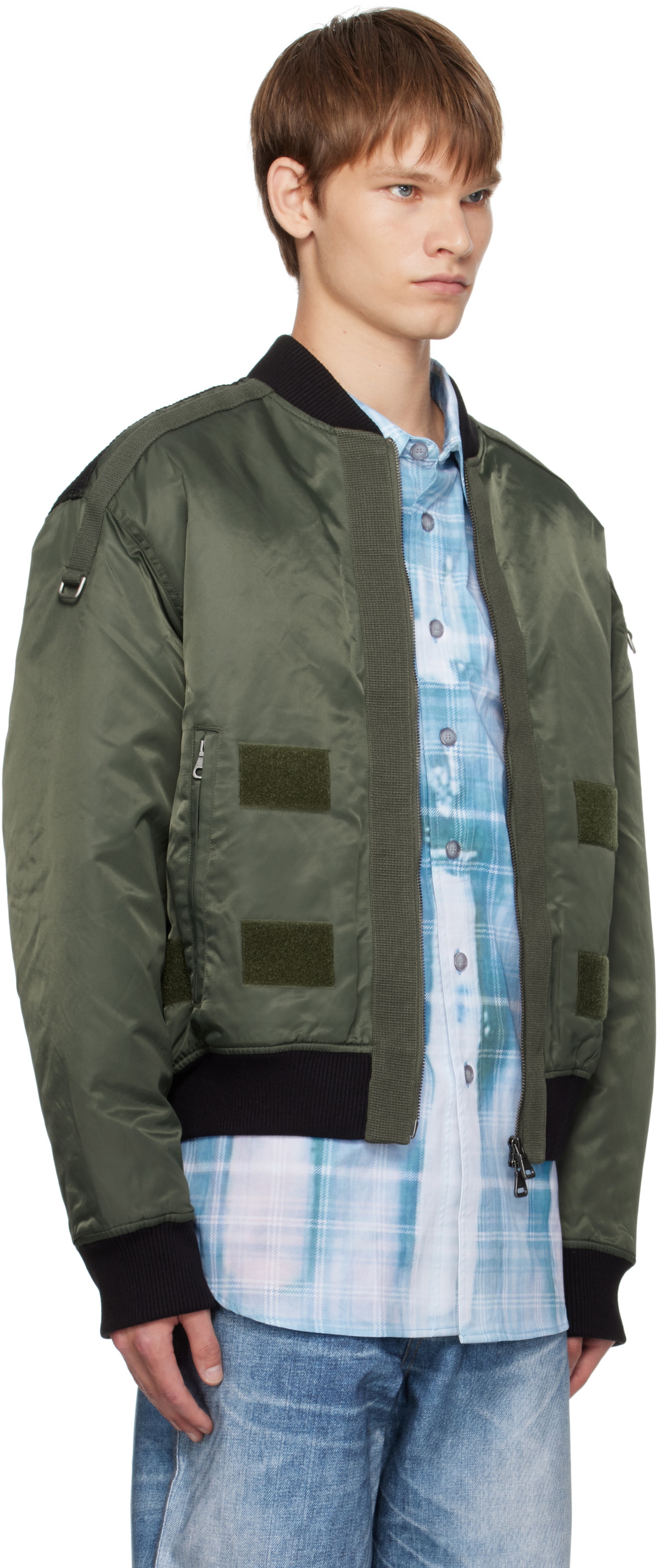 Andersson Bell Khaki Flight Layered Washed Bomber Jacket