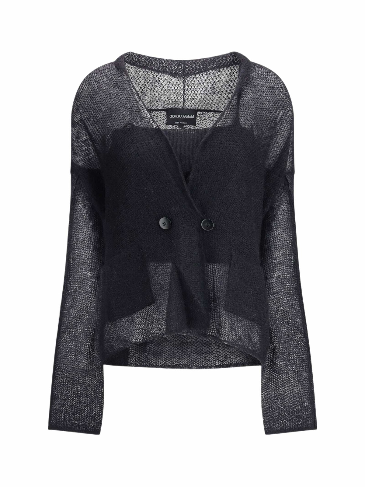 Giorgio Armani Double-breasted Cardigan And Top In A Wool And Mohair Blend Twin-set