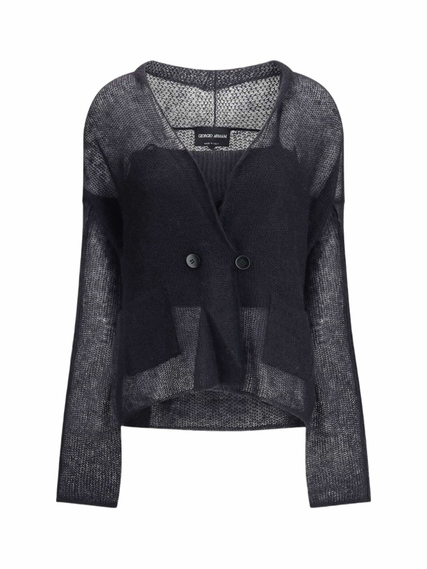 Photo: Giorgio Armani Double-breasted Cardigan And Top In A Wool And Mohair Blend Twin-set
