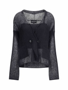 Giorgio Armani Double-breasted Cardigan And Top In A Wool And Mohair Blend Twin-set