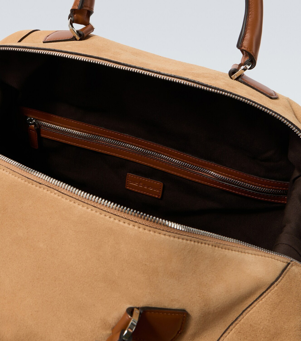 Kiton Leather-trimmed suede duffel bag