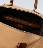 Kiton Leather-trimmed suede duffel bag
