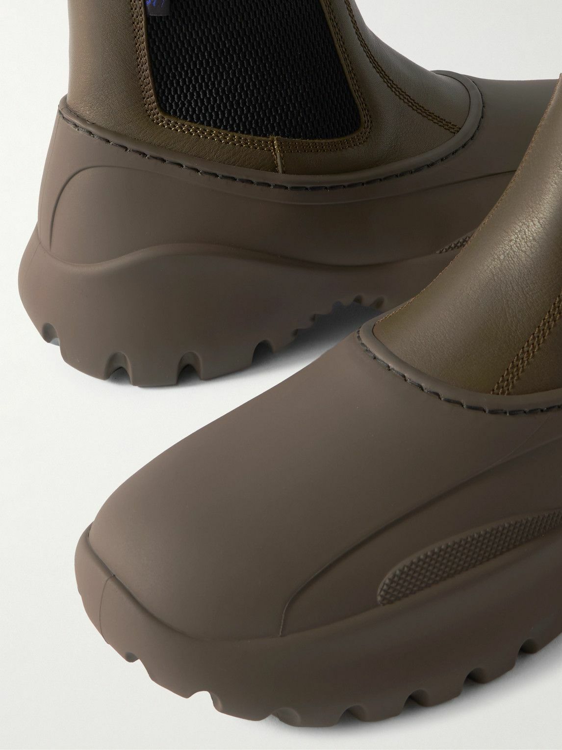 Burberry - Leather and Rubber Chelsea Boots - Green