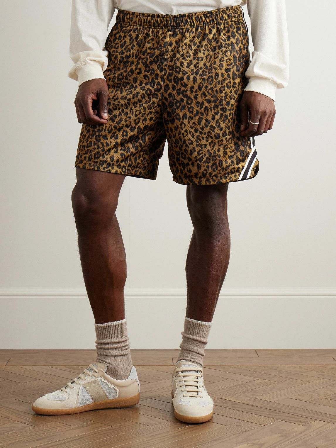 John Elliott - Rivalry Straight-Leg Webbing-Trimmed Leopard
