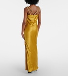 Versace Safety Pin embellished silk satin gown