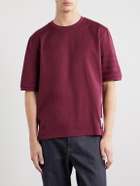 Thom Browne - Logo-Appliquéd Striped Cotton-Jersey T-Shirt - Burgundy