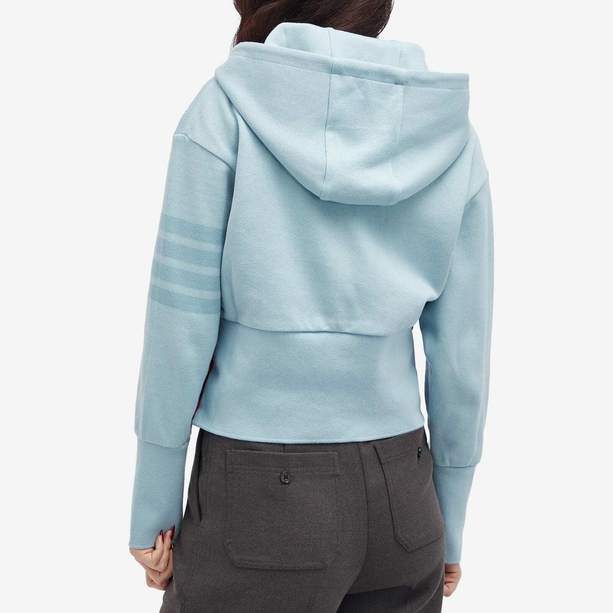Thom Browne Women's Zip Up Hoodie in Light Blue