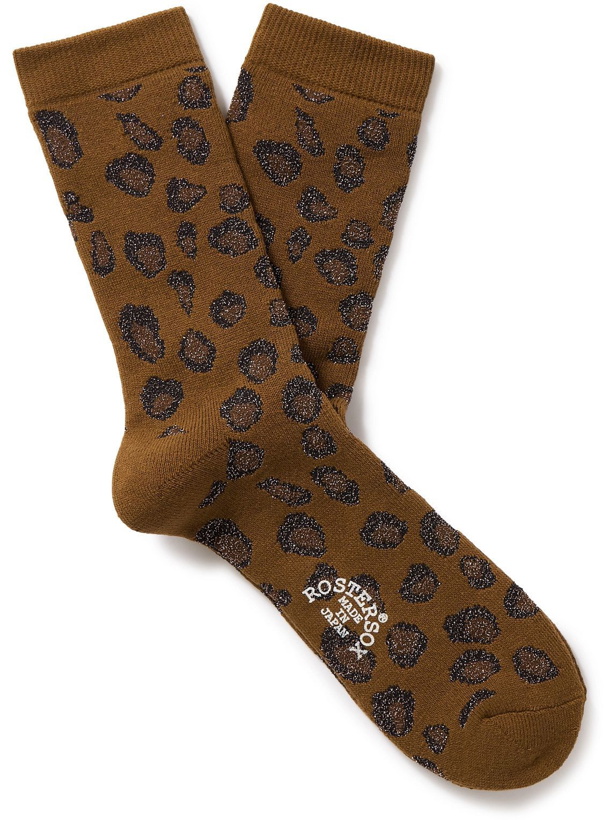 Photo: Rostersox - Leopard-Intarsia Metallic Cotton-Blend Socks