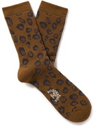 Rostersox - Leopard-Intarsia Metallic Cotton-Blend Socks