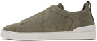 ZEGNA Green Canvas Triple Stitch Sneakers