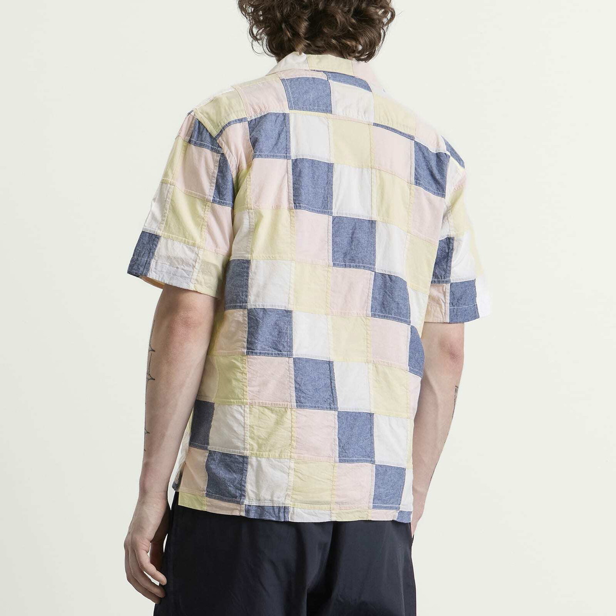 Universal Works Men's Patchwork Check Road Shirt in Pastel Check