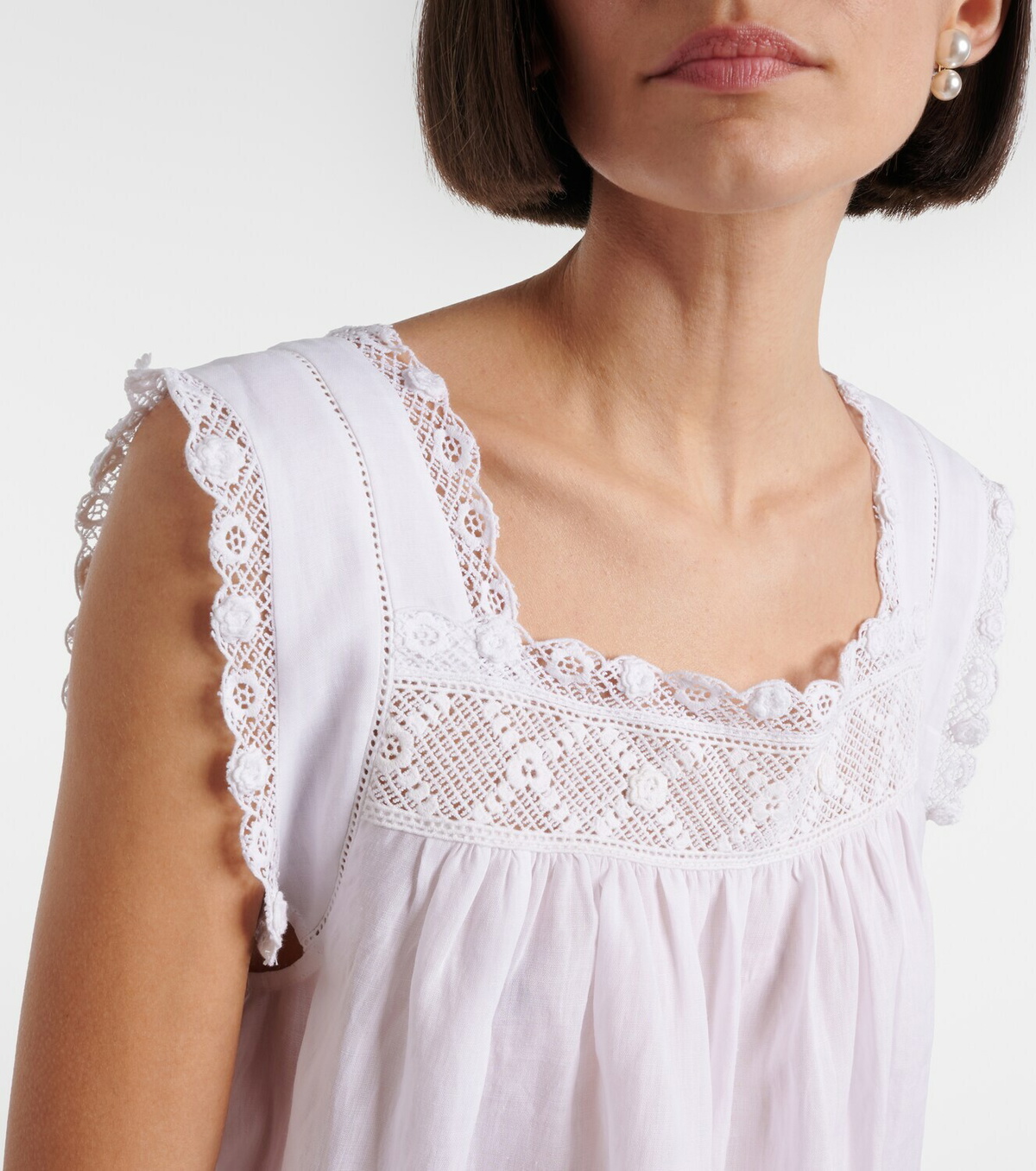 Dôen Aphra lace-trimmed ramie top