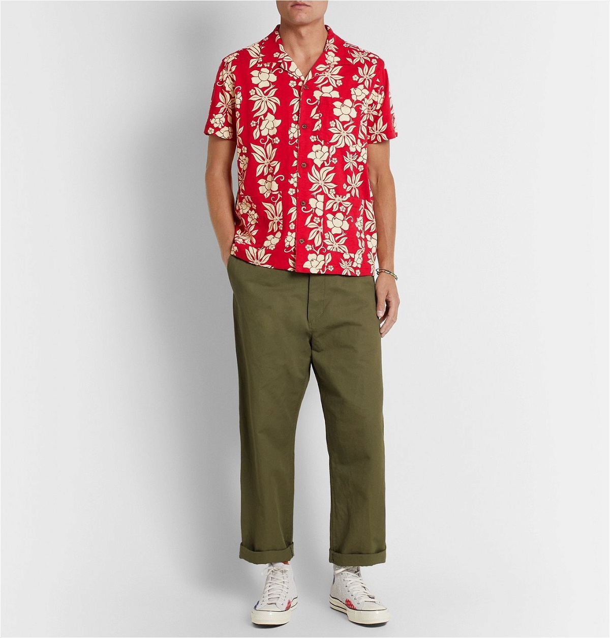 RRL - Camp-Collar Floral-Print Cotton-Jersey Shirt - Red RRL