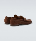Gucci Bamboo Horsebit woven suede loafers