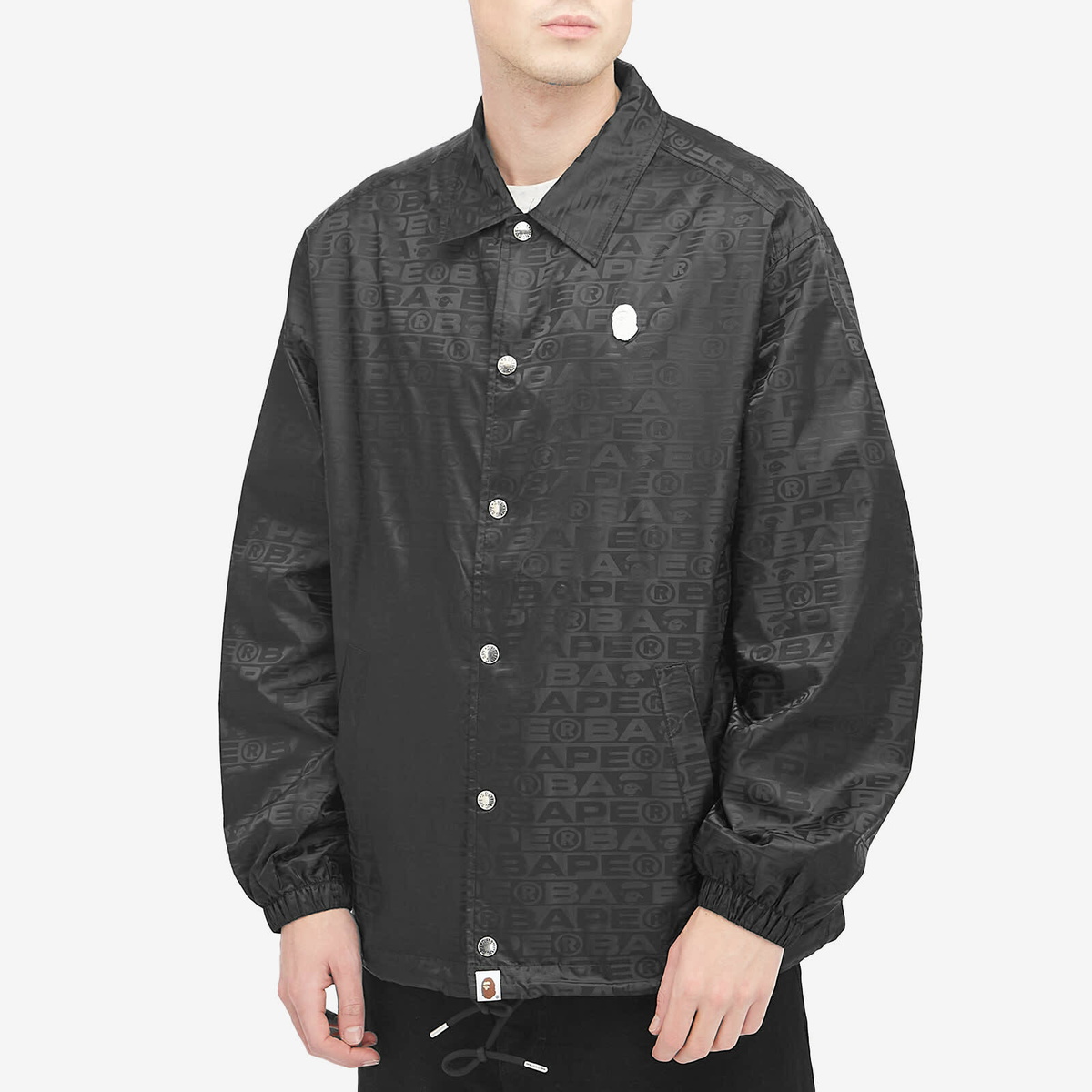 A Bathing Ape Men's Jaquard Nylon Coach Jacket in Black A Bathing Ape