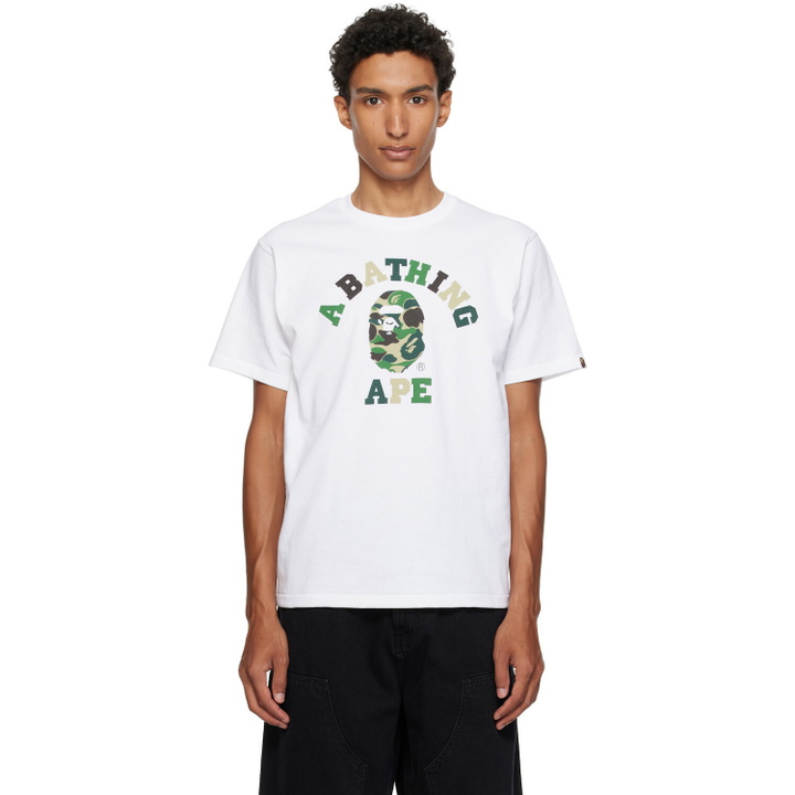Photo: BAPE White ABC Camo College T-shirt