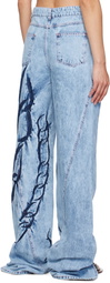 Masha Popova Blue Boyfriend Spiral Chains Jeans