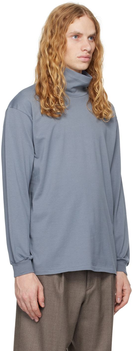 AURALEE Blue Luster Plaiting Turtleneck