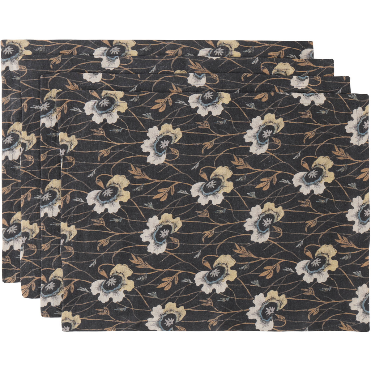 Autumn Sonata Four-Pack Black & Beige Berit Placemats