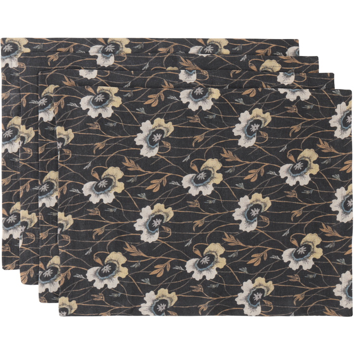 Photo: Autumn Sonata Four-Pack Black & Beige Berit Placemats