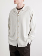 A.PRESSE - Camp-Collar Silk Shirt - Neutrals