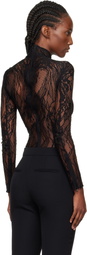 Balmain Black Long-Sleeved Lace Bodysuit