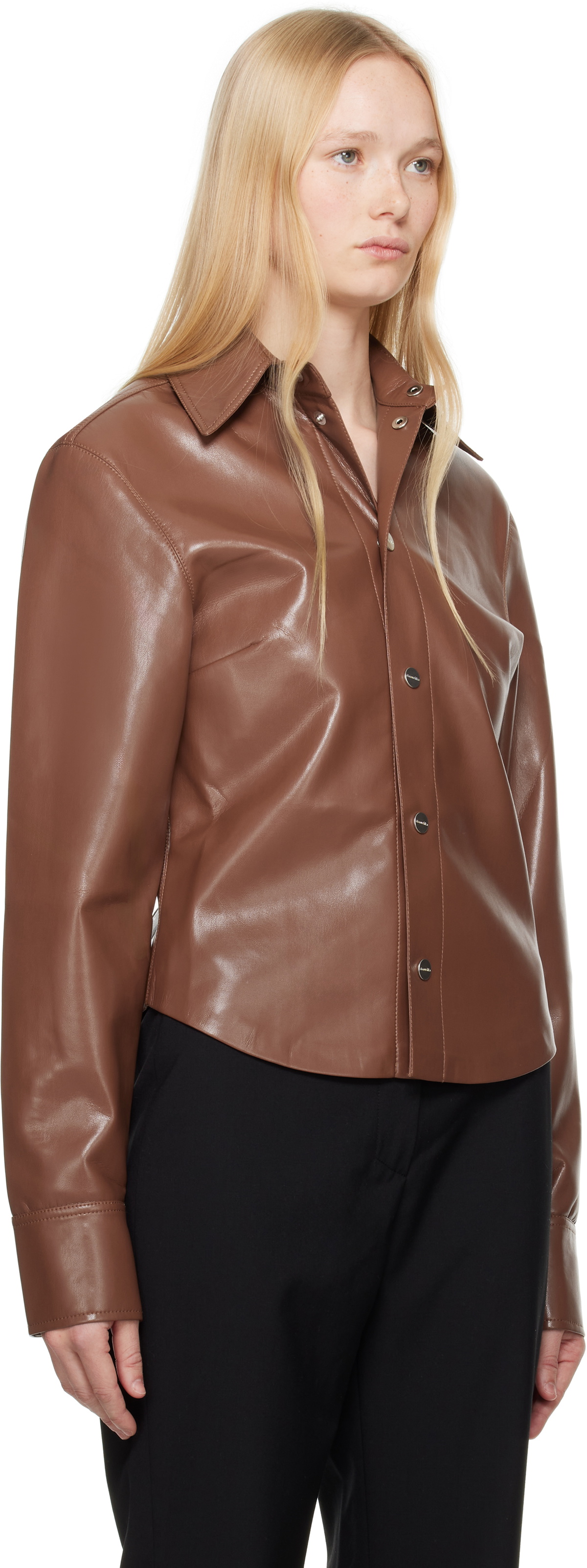 Nanushka Brown Bogna Vegan Leather Jacket Nanushka