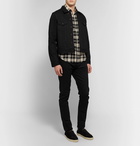 Saint Laurent - Leather-Trimmed Denim Jacket - Men - Black