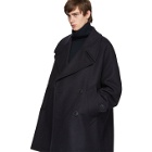 AMI Alexandre Mattiussi Navy Wool Oversized Caban Coat
