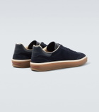Loro Piana Tennis leather-trimmed suede sneakers